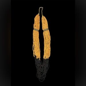 Handcrafted Orange and Black Beaded Tassel Necklace - Women Jewelry